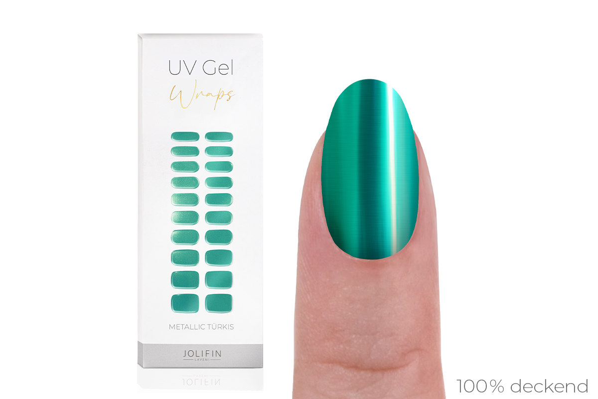 Jolifin LAVENI UV Gel-Wraps - metallic türkis
