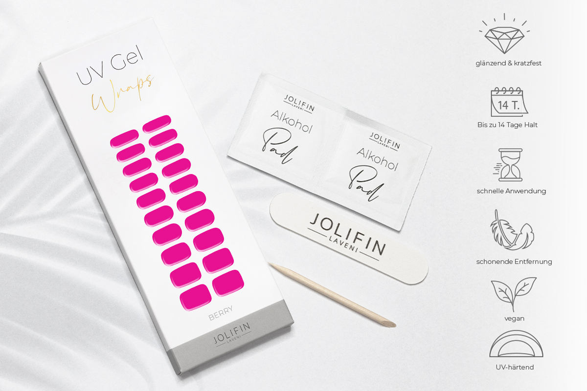 Jolifin LAVENI UV Gel-Wraps - berry