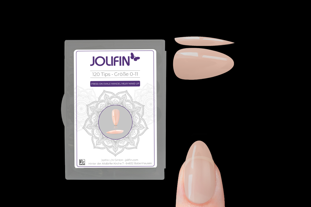 Jolifin 120 tip box Press-On oval almond milky make-up