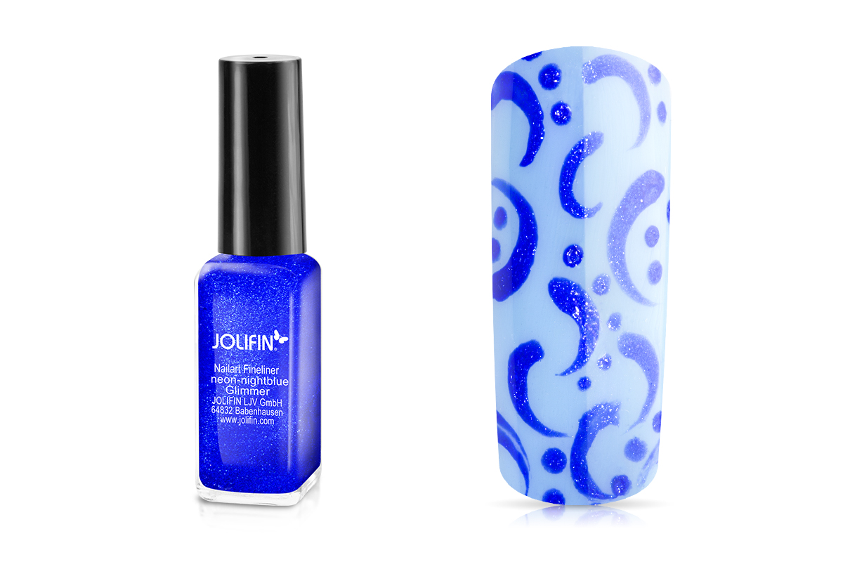 Jolifin Nailart Fineliner neon-nightblue Glimmer 10ml