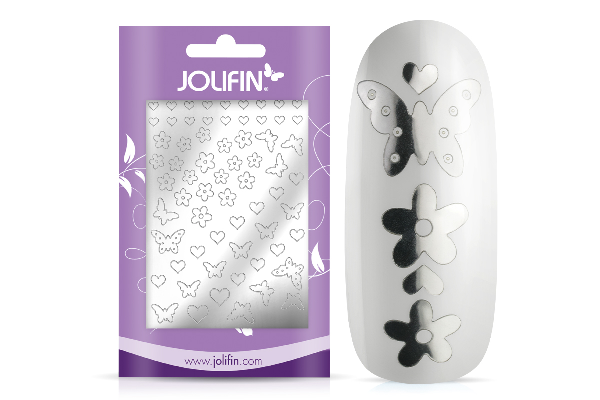 Jolifin Metallic Sticker - Butterfly Mix silver chrome