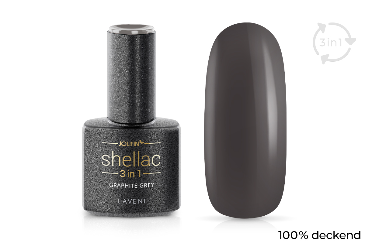 Jolifin LAVENI 3in1 Shellac - graphite grey 10ml