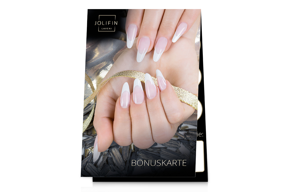 Jolifin LAVENI Bonuskarte für Nagelstudios 50 Stck. - Motiv French