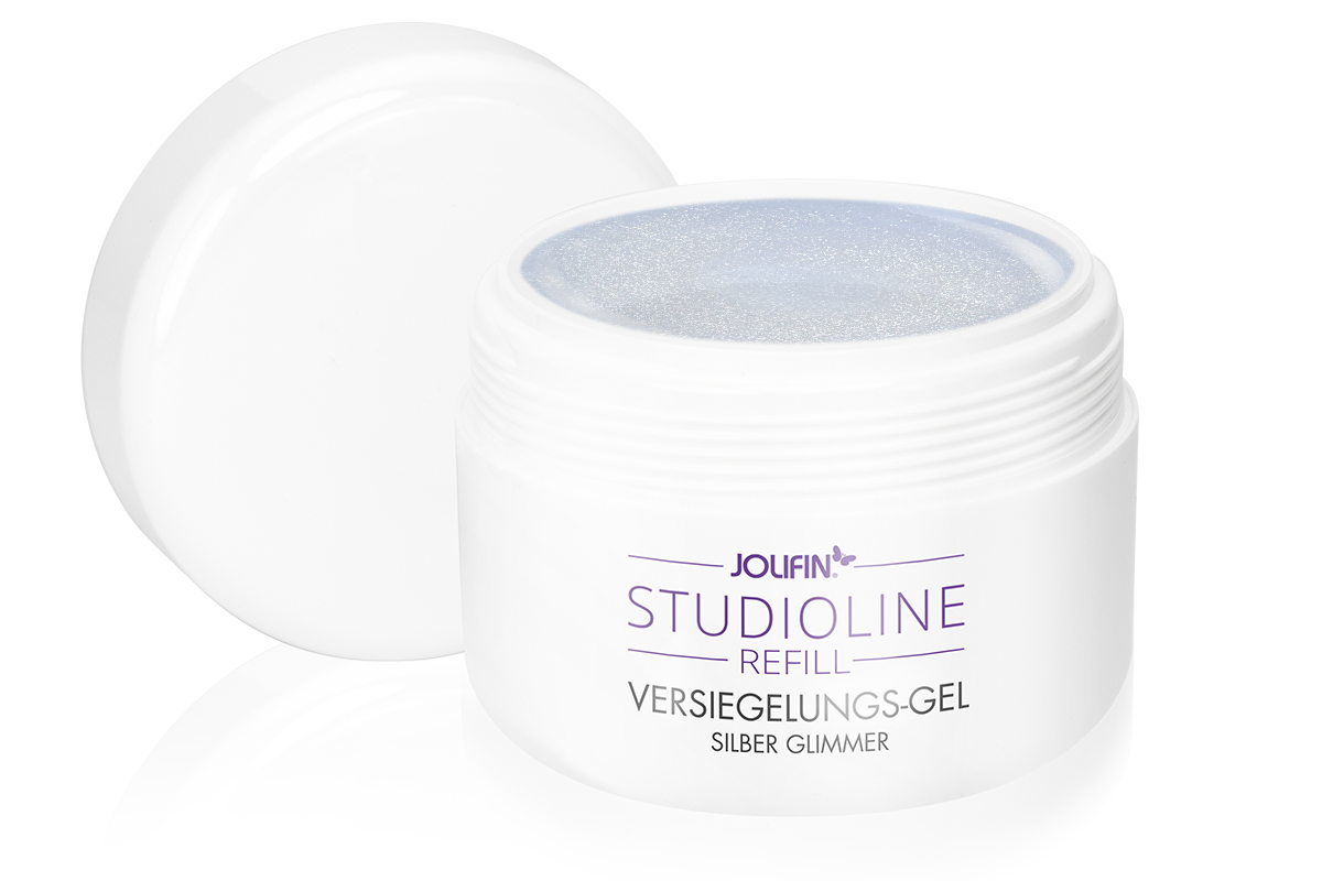 Jolifin Studioline Refill - Versiegelungs-Gel silber Glimmer 250ml