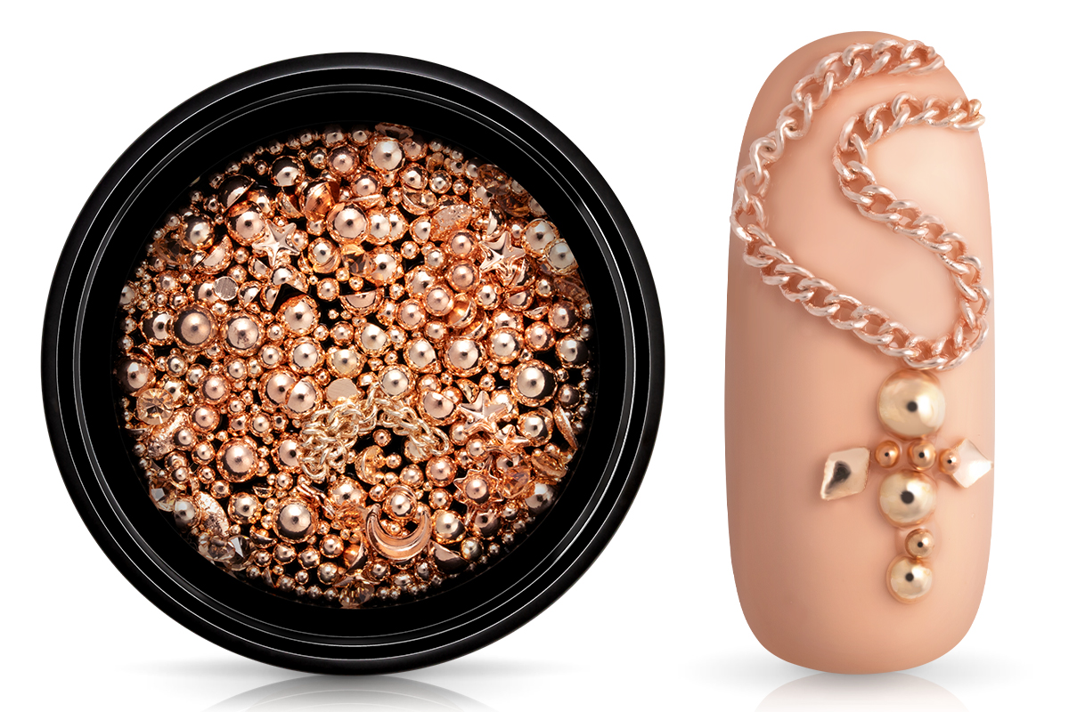 Jolifin LAVENI Luxury Nail-Art Mix - rosé-gold pearls