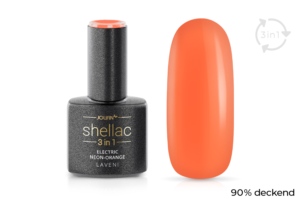 Jolifin LAVENI 3in1 Shellac - electric neon-orange 10ml