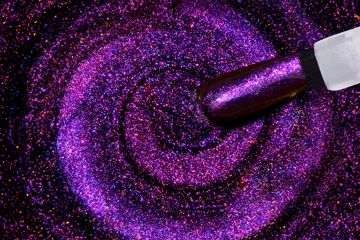 Jolifin LAVENI Shellac PeelOff - Cat-Eye 9D FlipFlop purple & peach 10ml