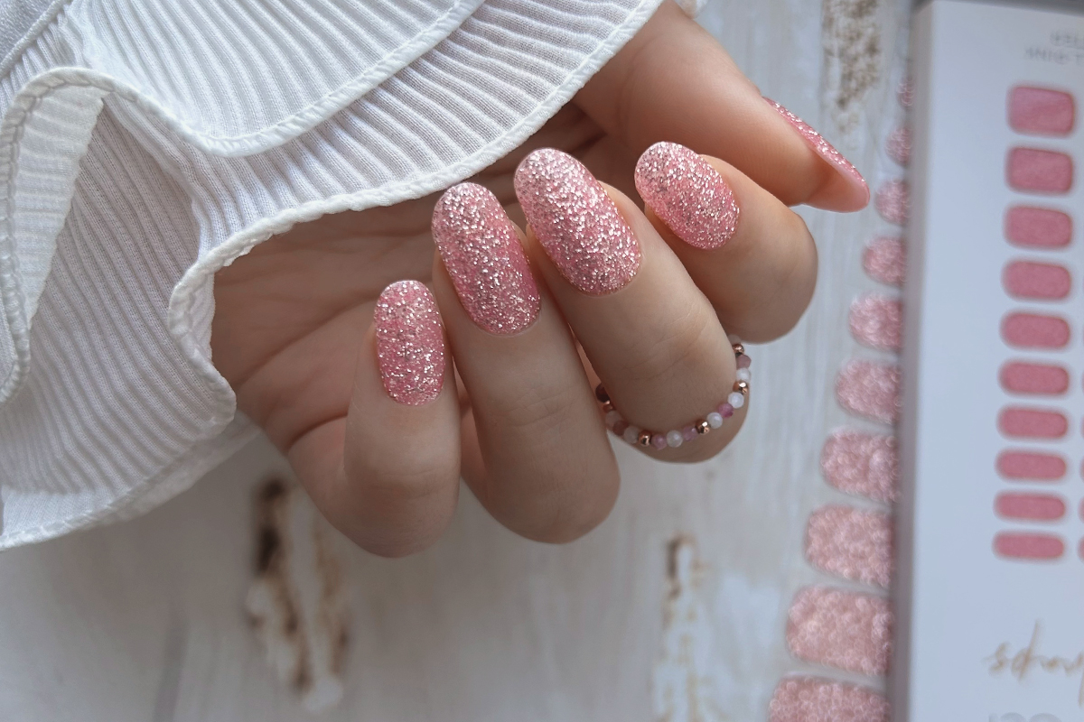 Jolifin LAVENI UV Gel-Wraps - pastell-pink Glitter