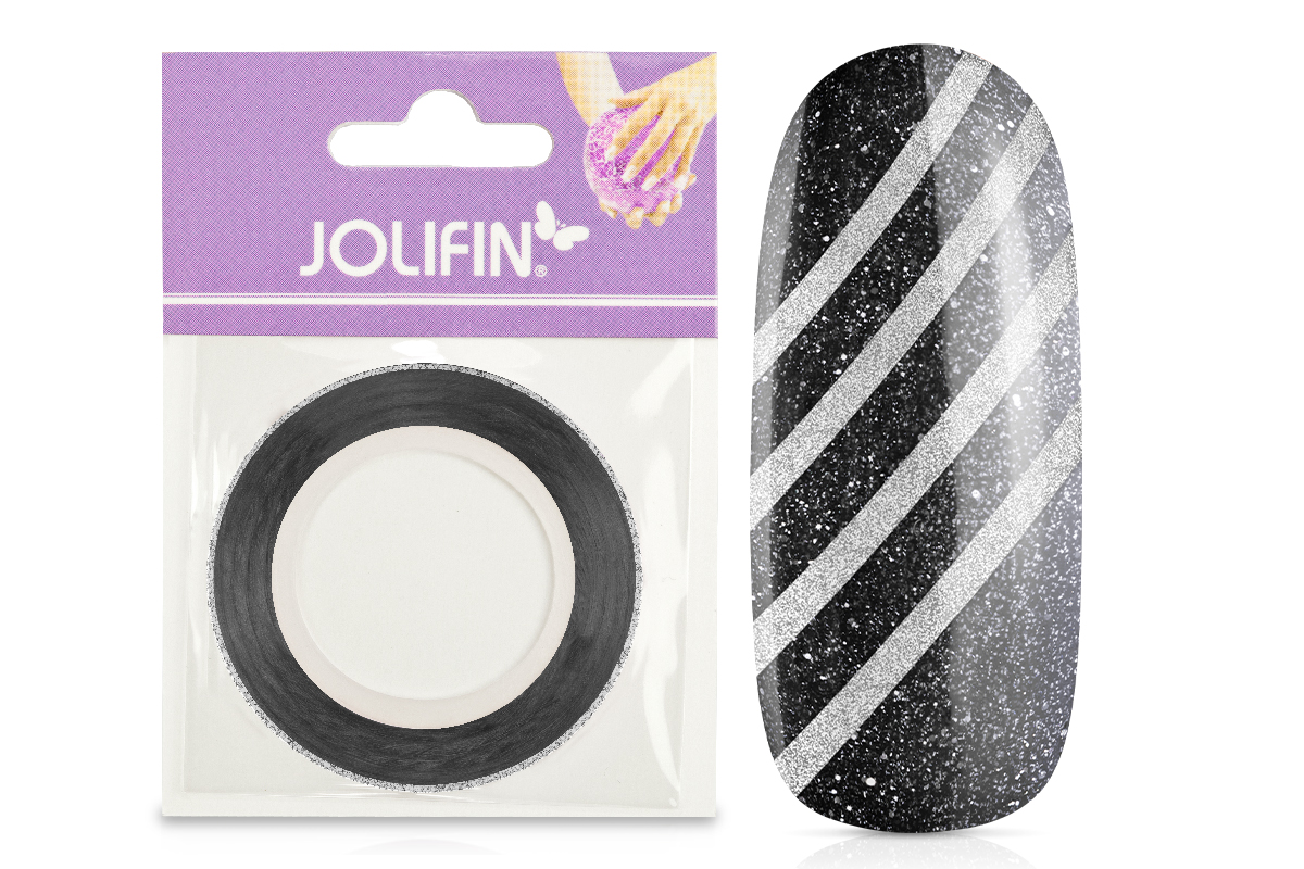 Jolifin Glitter Pinstripes silber 2mm