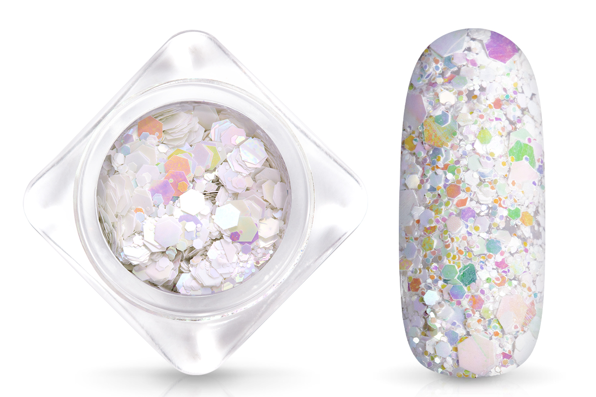 Jolifin Hexagon Glitter Matt - Aurora white