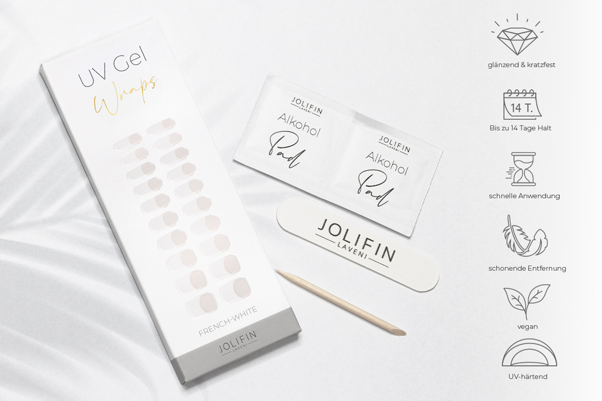 Jolifin LAVENI UV Gel-Wraps - french-white