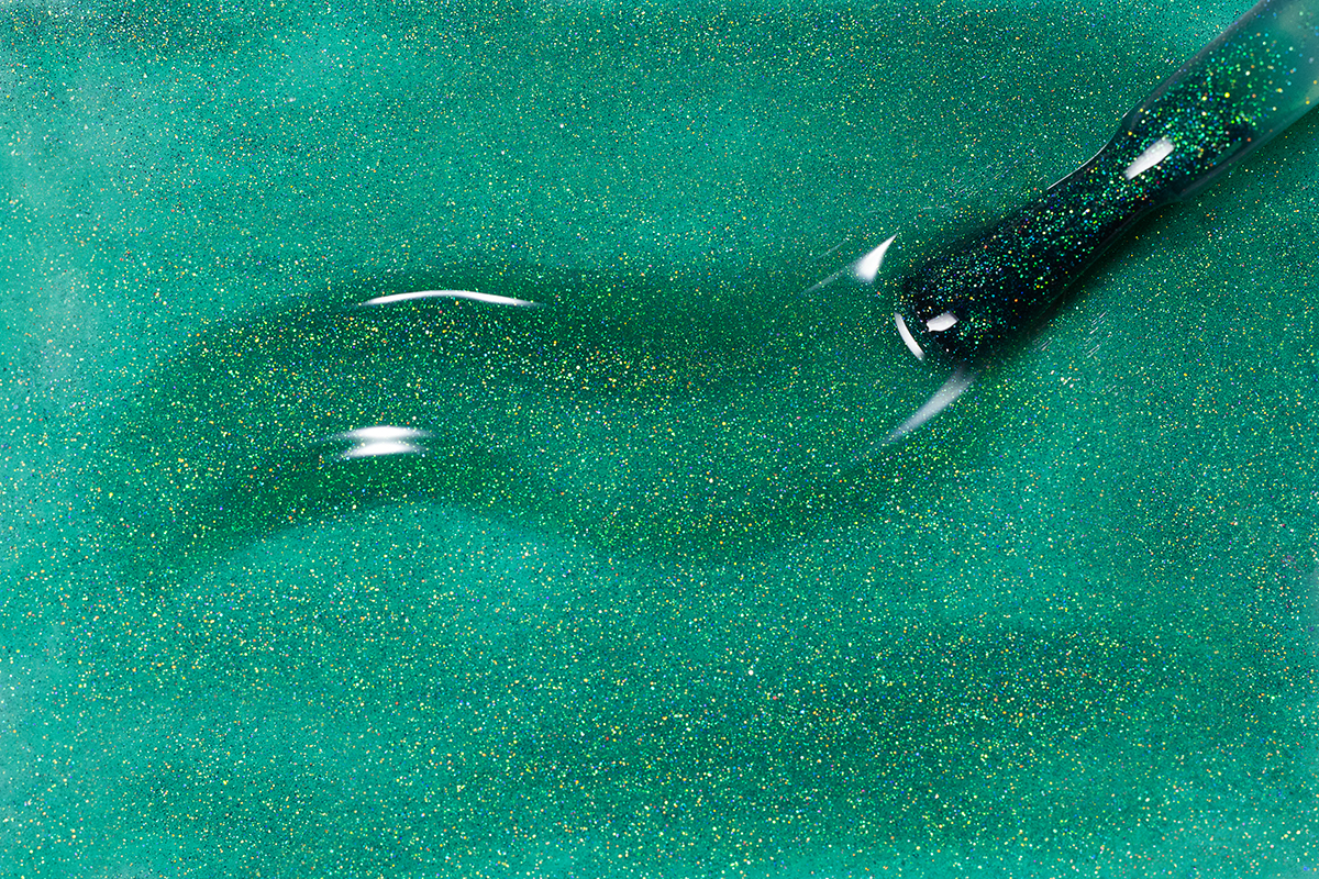 Jolifin LAVENI Shellac - Cat-Eye green smaragd leafs 10ml
