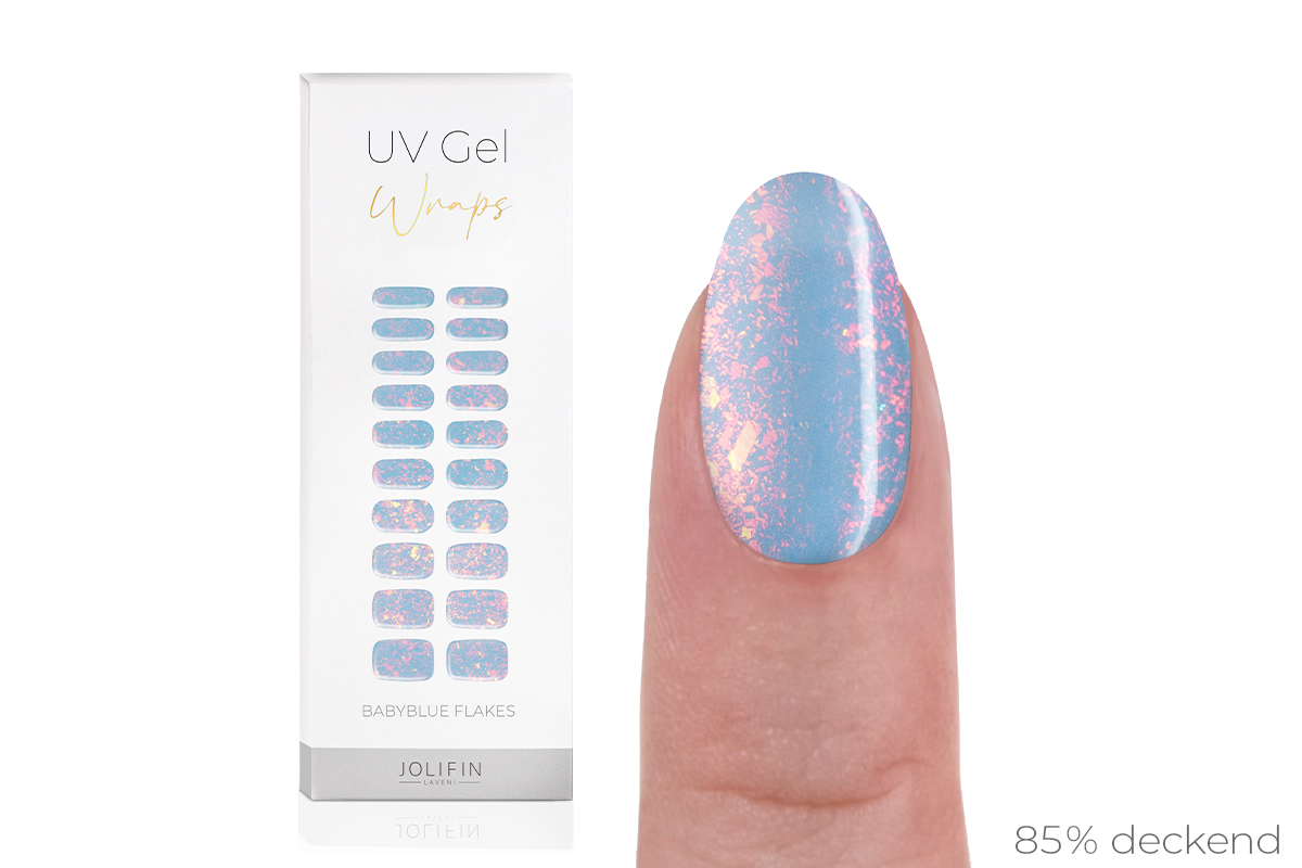 Jolifin LAVENI UV Gel-Wraps - babyblue Flakes