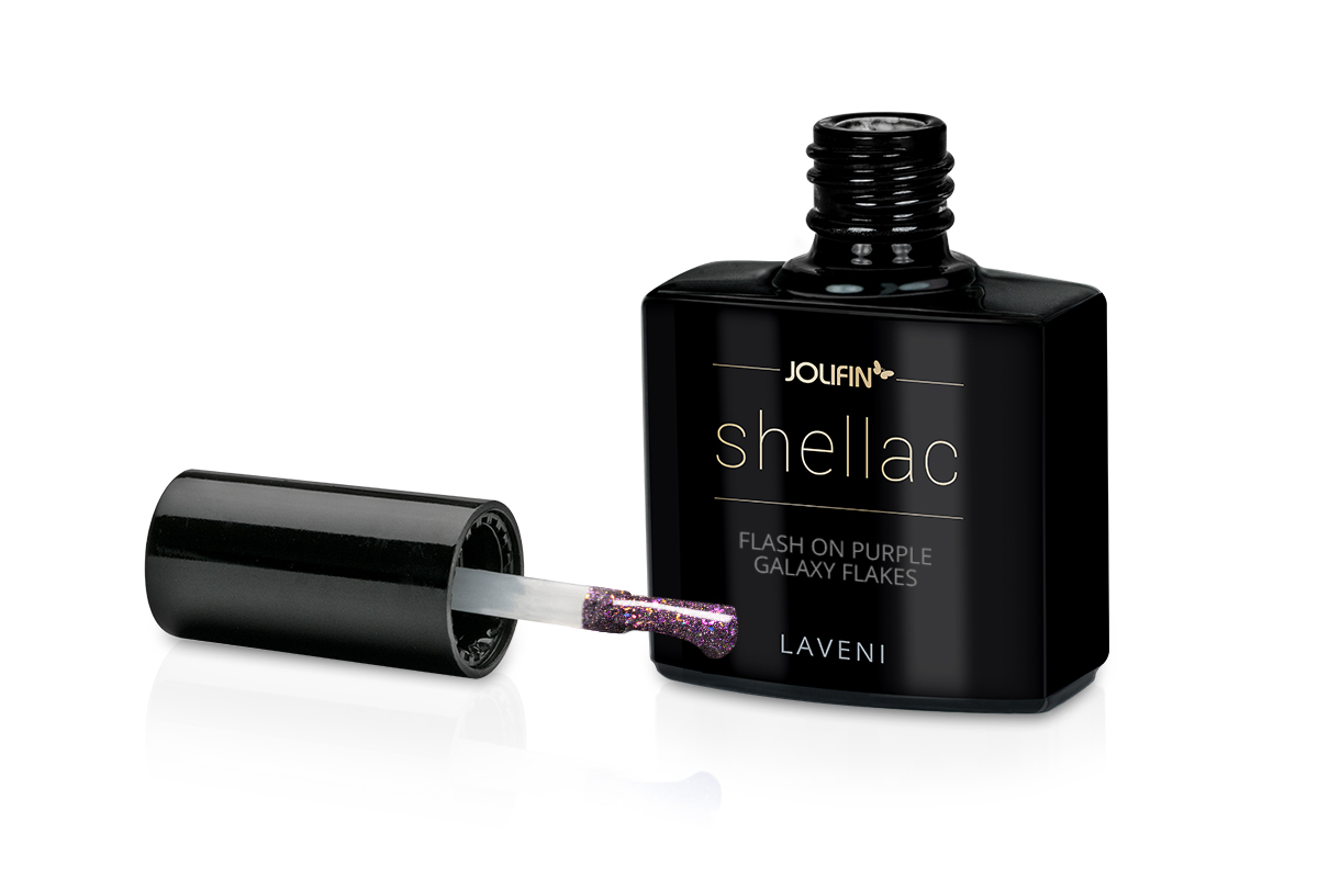 Jolifin LAVENI Shellac - FlashOn purple galaxy Flakes 10ml