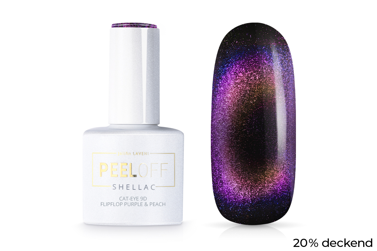 Jolifin LAVENI Shellac PeelOff - Cat-Eye 9D FlipFlop purple & peach 10ml