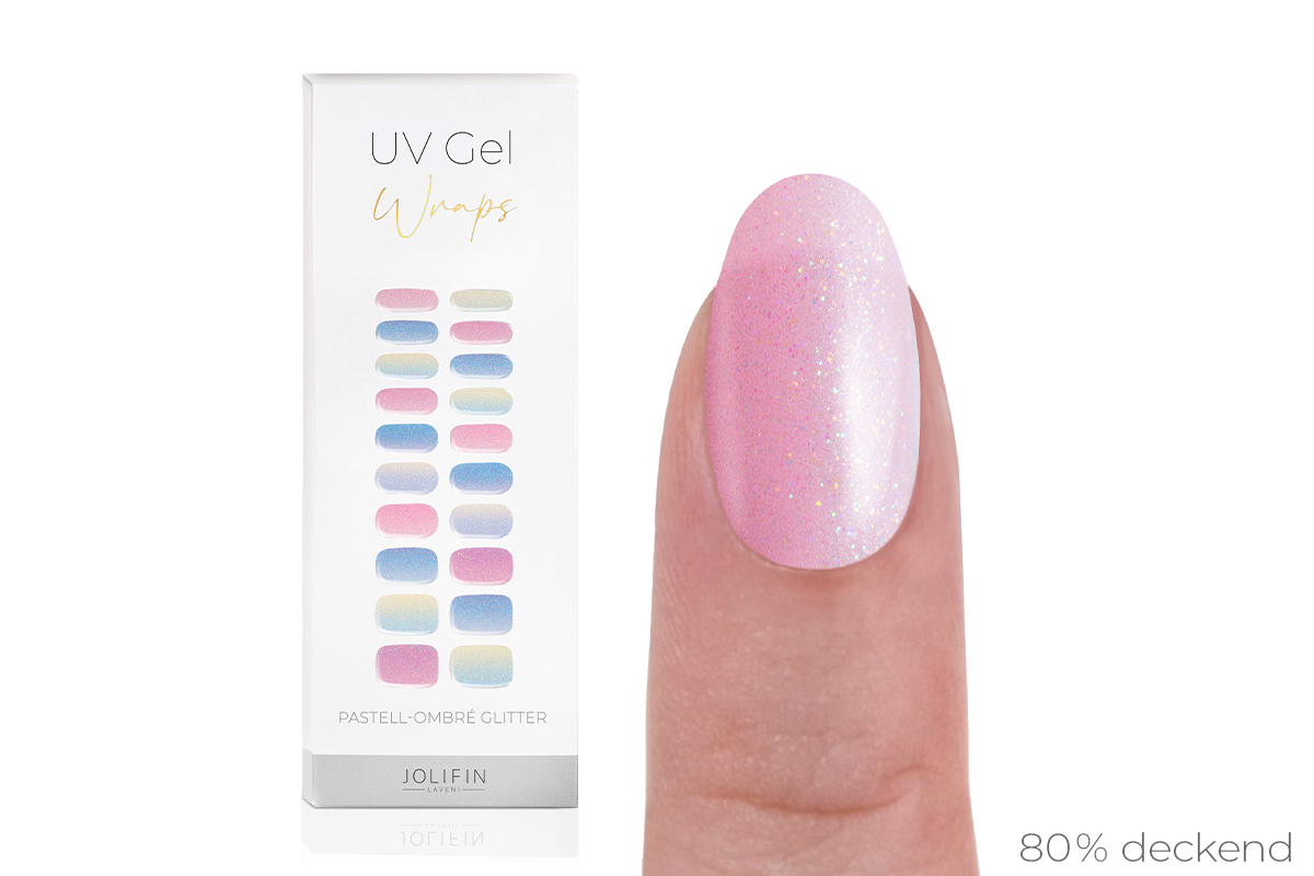 Jolifin LAVENI UV Gel-Wraps - pastell-ombré Glitter