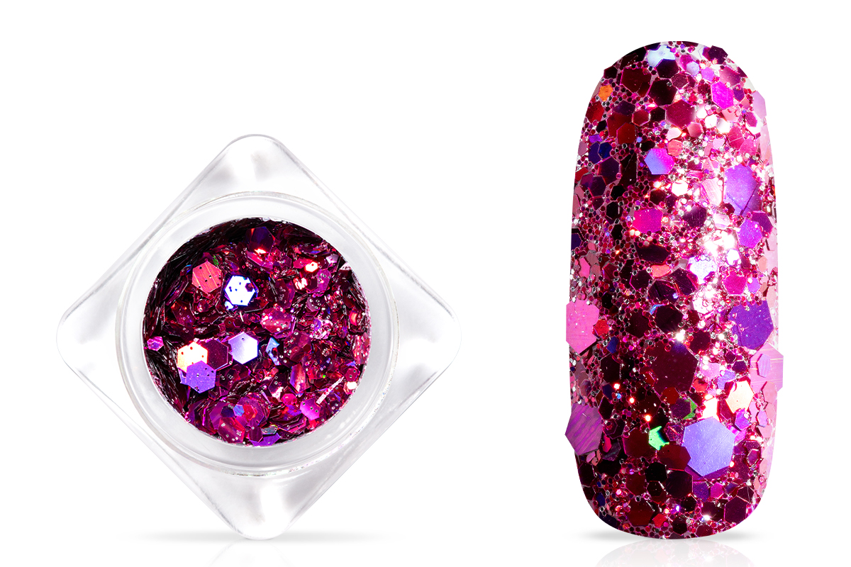 Jolifin Hexagon Glittermix - hologramm berry