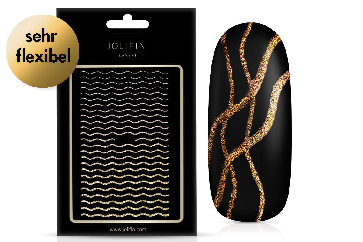 Jolifin LAVENI XL Sticker - Hologramm Glitter Waves gold