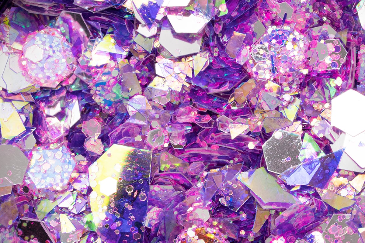 Jolifin LAVENI Hexagon Glitter - Aurora silver-grape