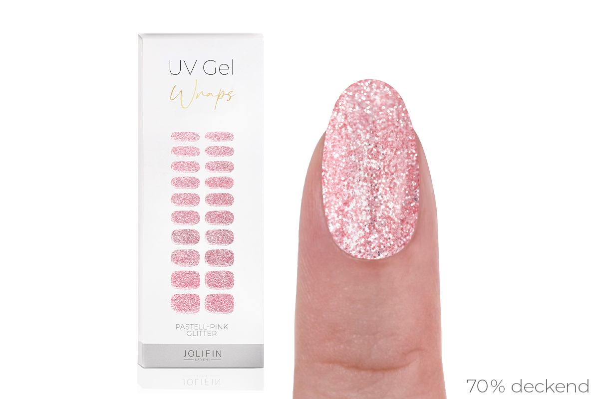 Jolifin LAVENI UV Gel-Wraps - pastell-pink Glitter