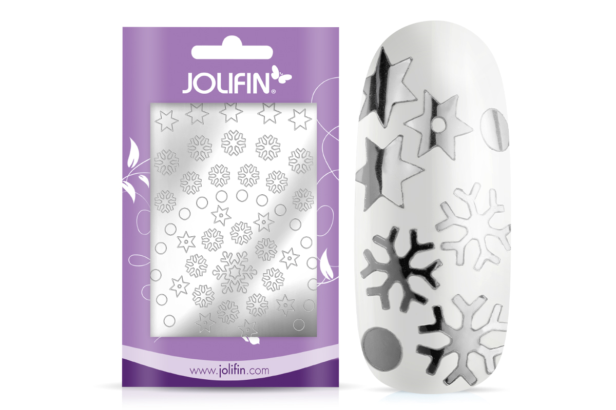 Jolifin Metallic Sticker - Snowflakes silver chrome