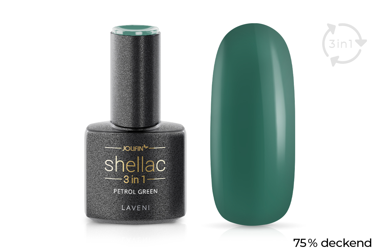 Jolifin LAVENI 3in1 Shellac - petrol green 10ml