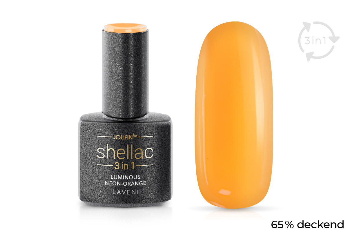 Jolifin LAVENI 3in1 Shellac - luminous neon-orange 10ml