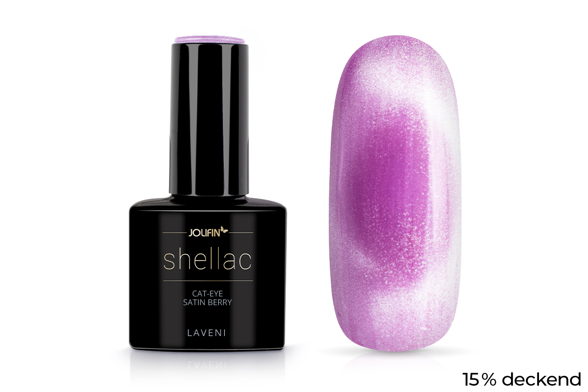 Jolifin LAVENI Shellac - Cat-Eye satin berry 10ml