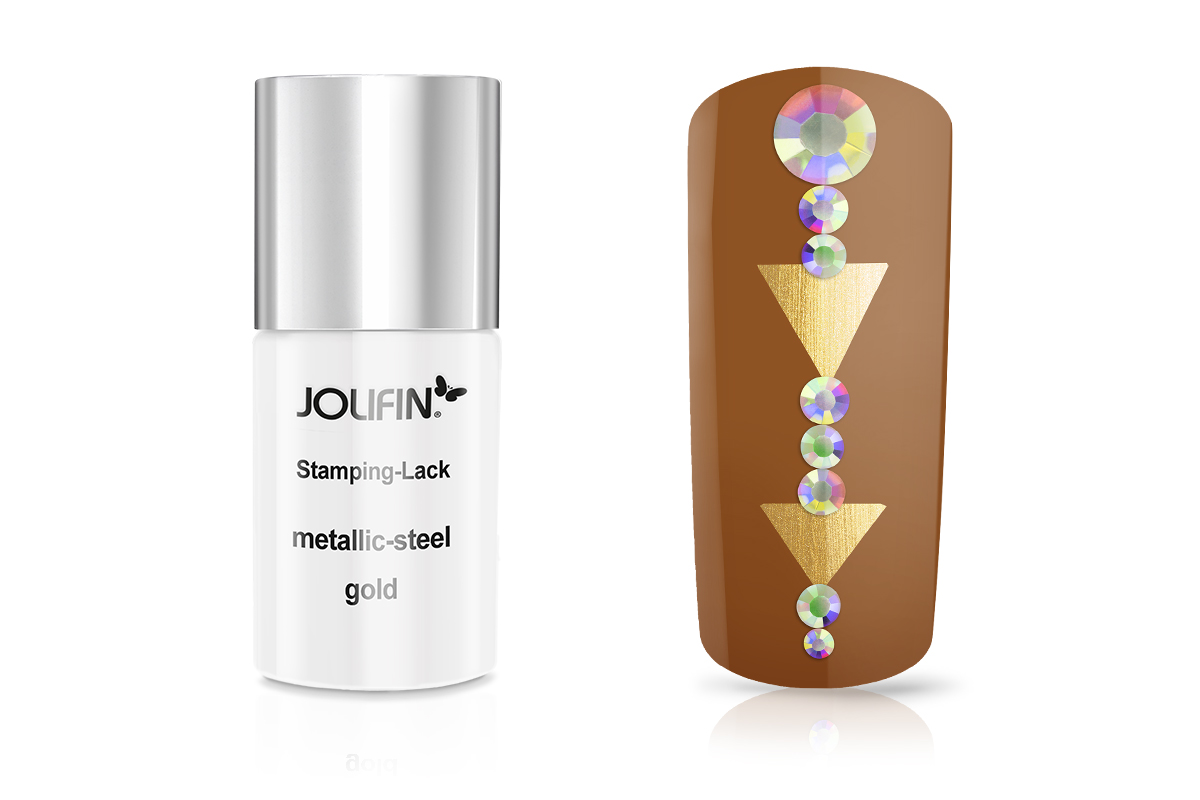 Jolifin Stamping-Lack - metallic-steel gold 11ml