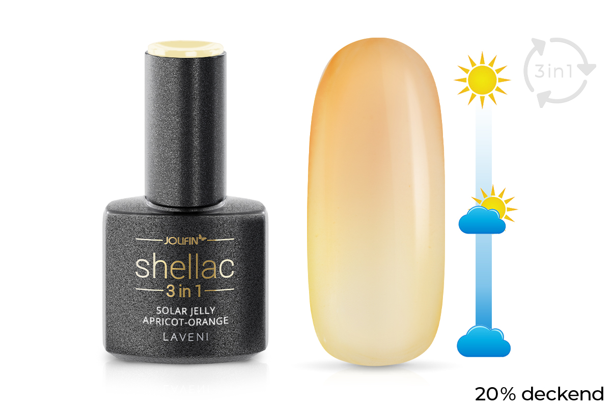 Jolifin LAVENI 3in1 Shellac - Solar Jelly apricot-orange 10ml