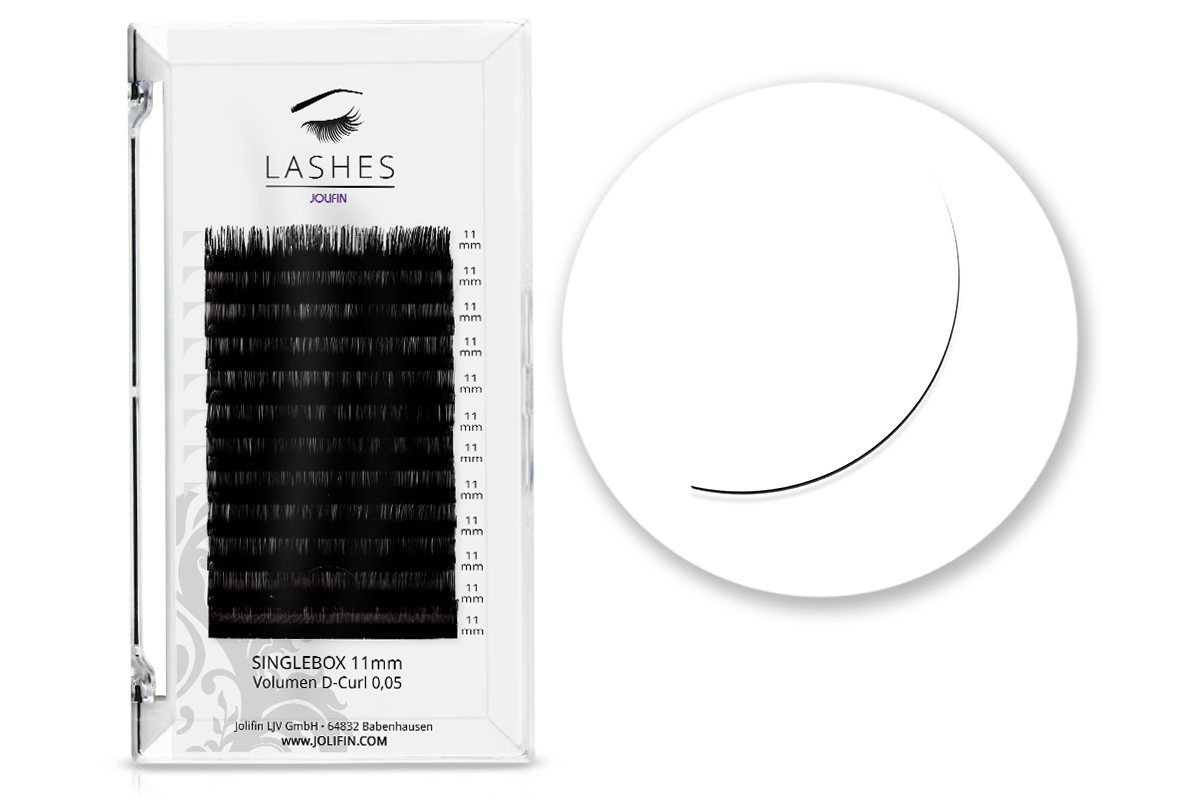 Jolifin Lashes - SingleBox 11mm - Volumen D-Curl 0,05