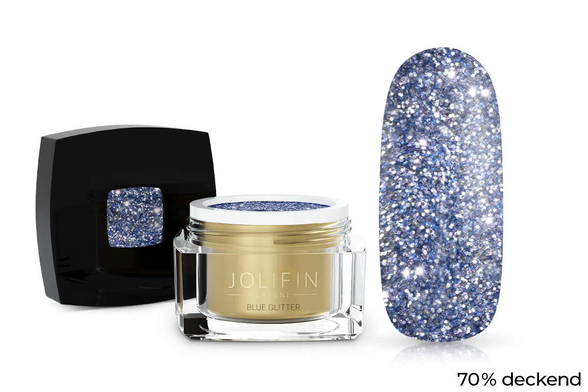 Jolifin LAVENI Farbgel - blue Glitter 5ml