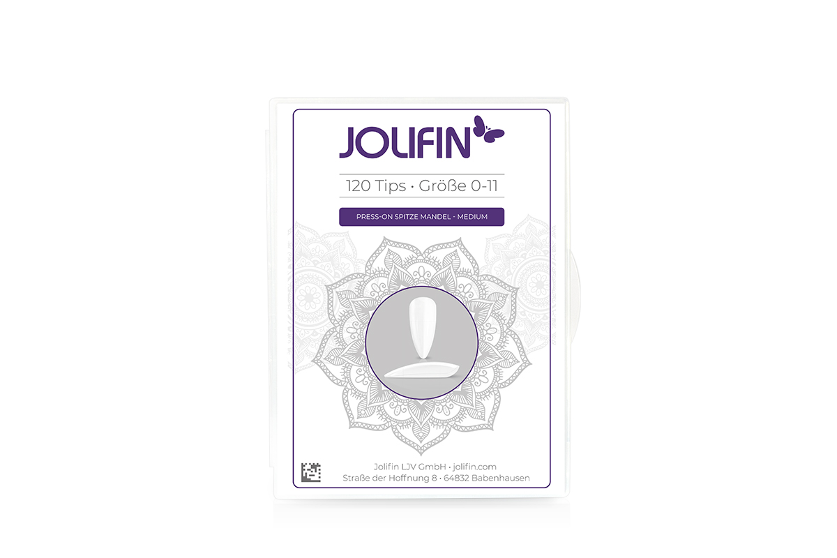 Jolifin 120er Tipbox Press-On spitze Mandel - medium