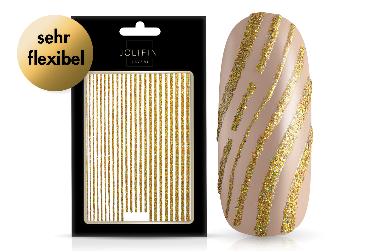 Jolifn LAVENI XL Sticker - Glitter Stripes gold hologramm