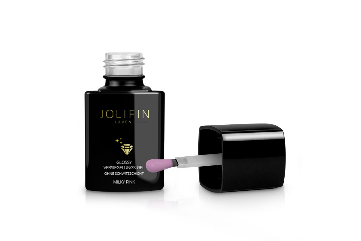 Jolifin LAVENI Glossy Versiegelungs-Gel o. Schwitzschicht - milky pink 11ml