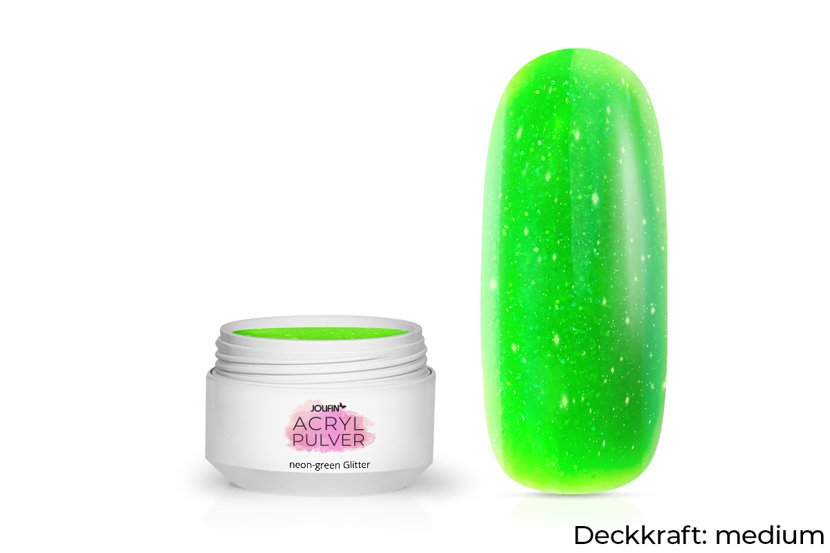 Jolifin acrylic colour powder - neon-green glitter 5g
