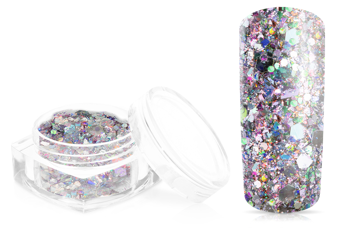 Jolifin Hexagon Glittermix luxury silver