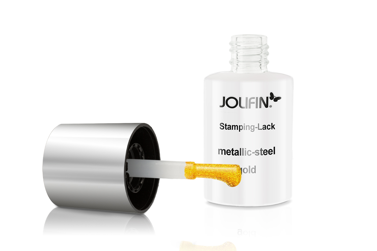 Jolifin Stamping-Lack - metallic-steel gold 11ml