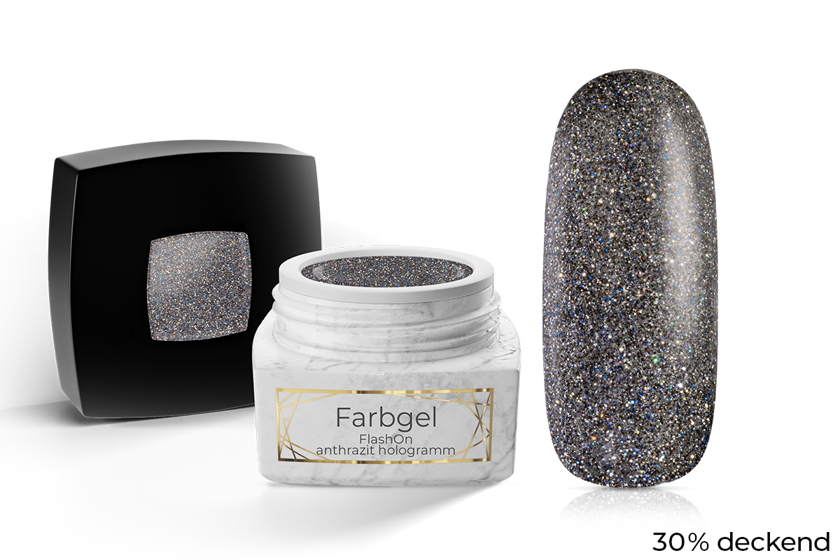 Jolifin LAVENI PRO Farbgel - FlashOn anthrazit hologramm 5ml