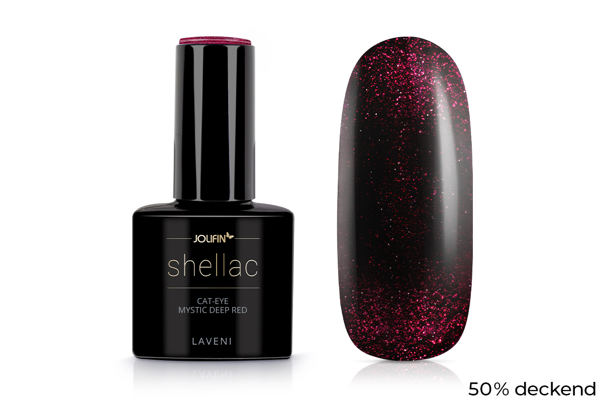 Jolifin LAVENI Shellac - Cat-Eye mystic deep red 10ml