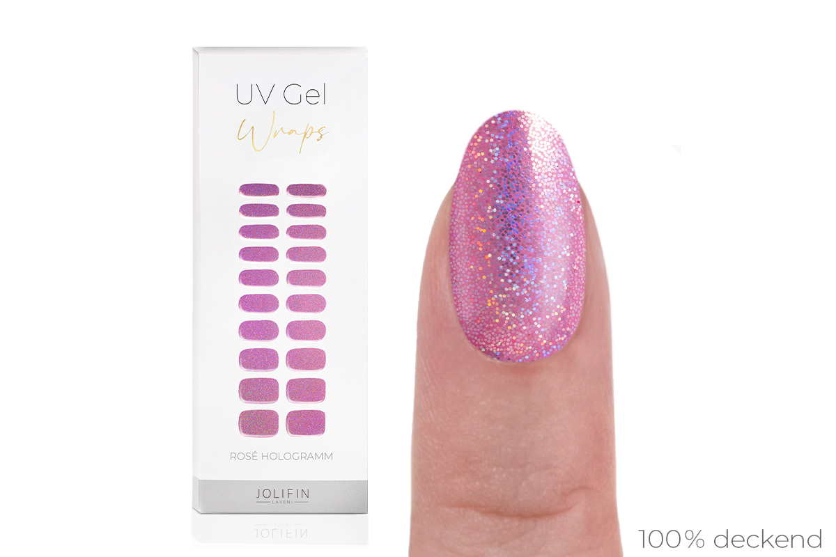 Jolifin LAVENI UV Gel-Wraps - rosé Hologramm