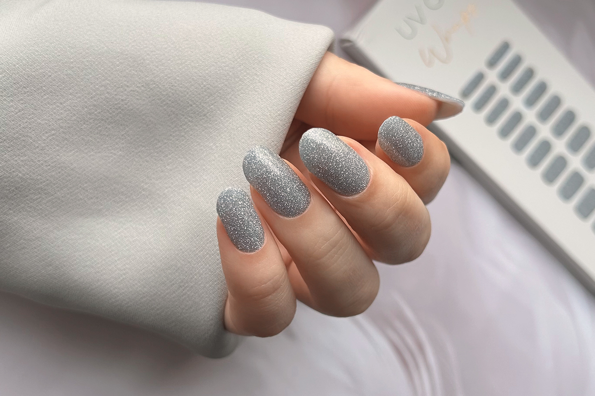Jolifin LAVENI UV Gel-Wraps - silver Glitter