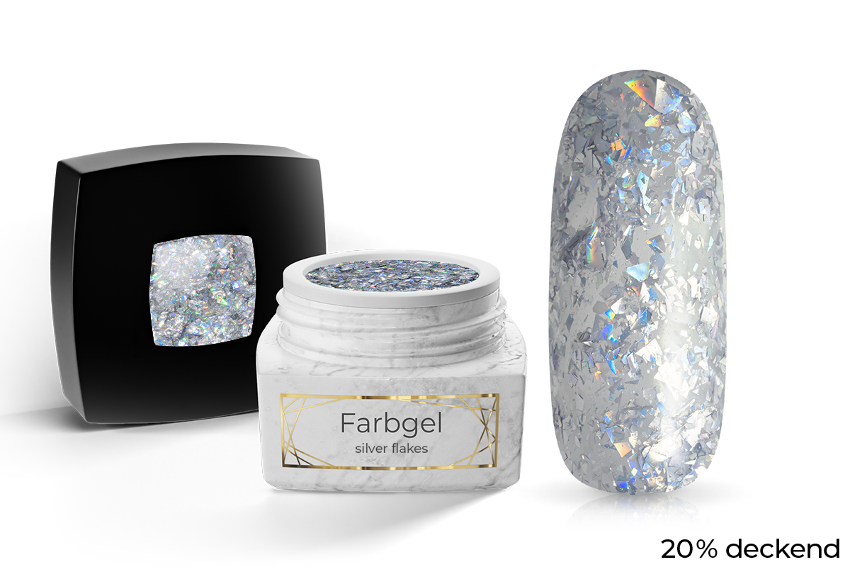 Jolifin LAVENI PRO Farbgel - silver flakes 5ml