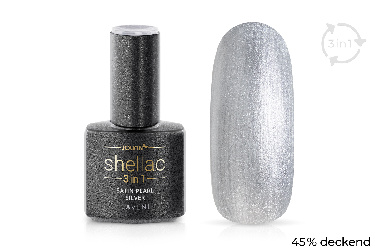 Jolifin LAVENI 3in1 Shellac - satin pearl silver 10ml