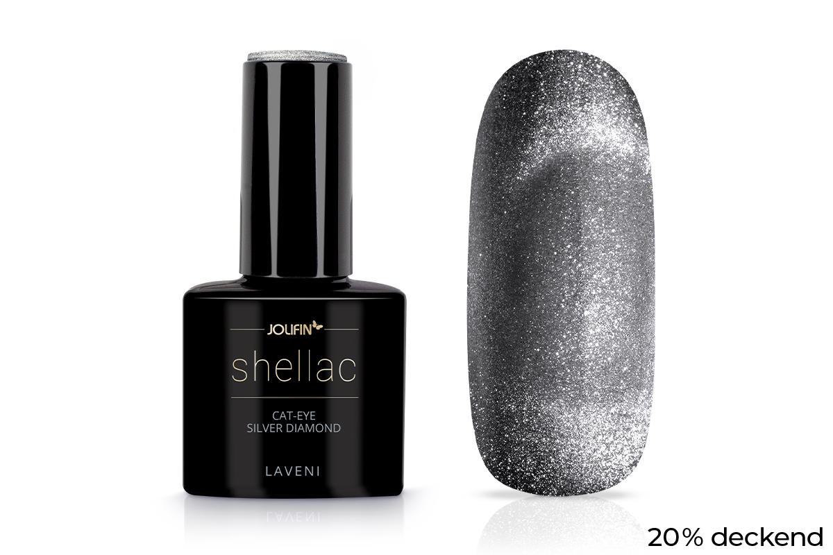 Jolifin LAVENI Shellac - Cat-Eye silver diamond  10ml