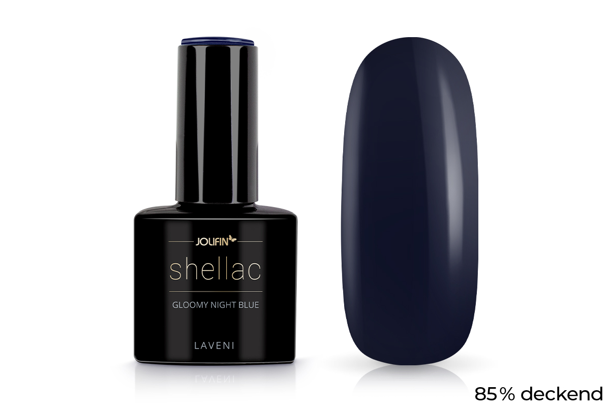 Jolifin LAVENI Shellac - gloomy night blue 10ml