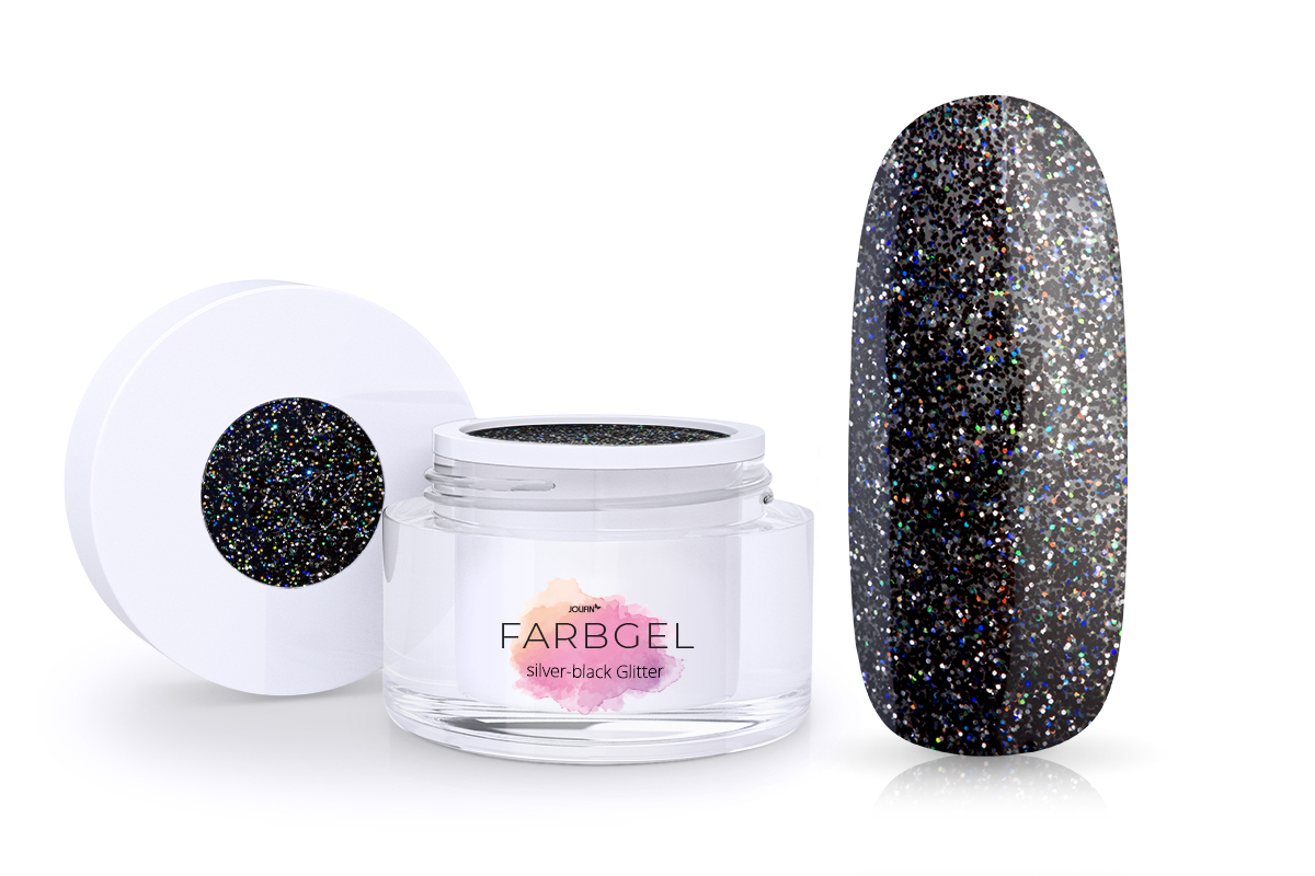 Jolifin colour gel silver-black glitter 5ml