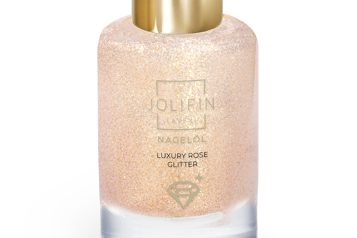 Jolifin LAVENI Nail Oil - luxury rose Glitter 10ml
