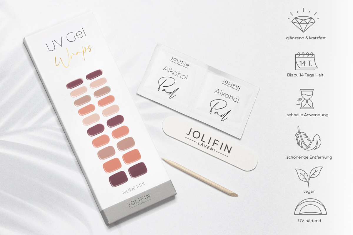 Jolifin LAVENI UV Gel-Wraps - nude mix