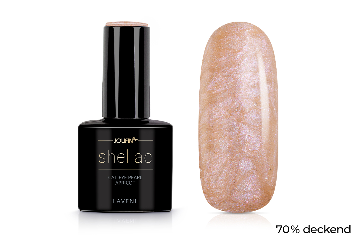 Jolifin LAVENI Shellac - Cat-Eye pearl apricot 10ml